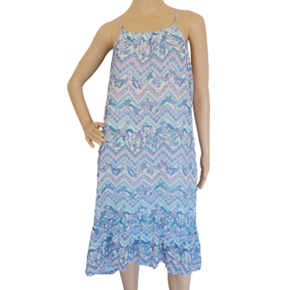PLACE Adult Women's Babydoll Pastel Lightweight Summer Midi Sheath Dress